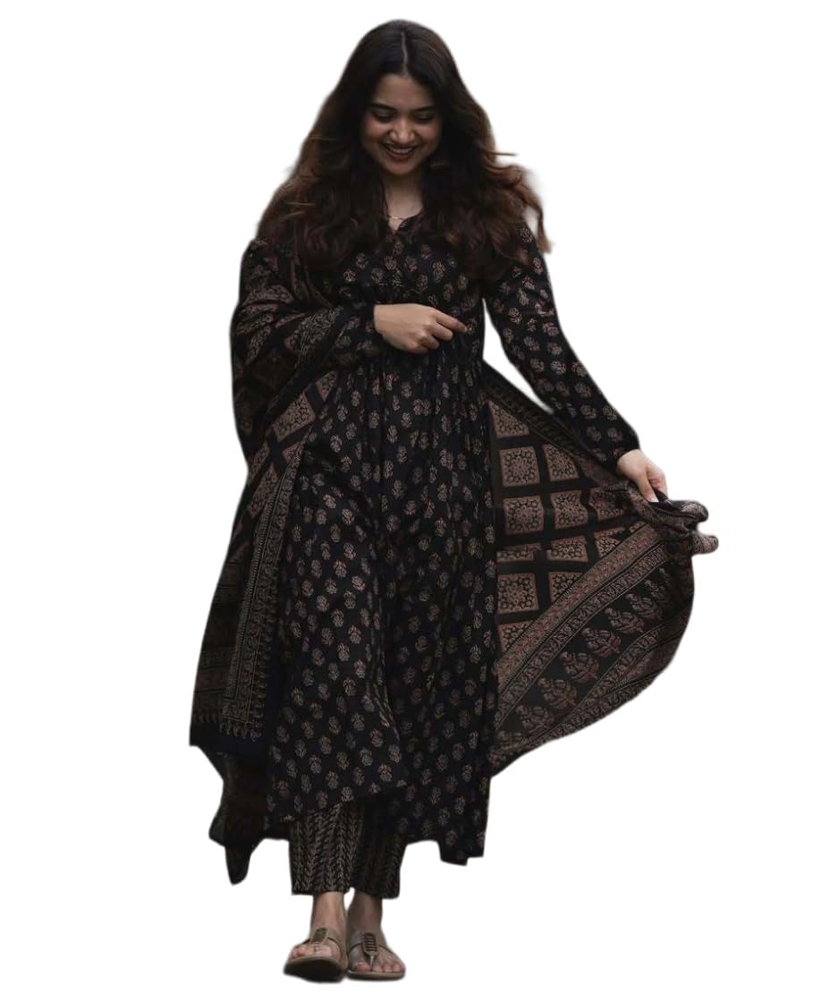 Women's Rayon Viscose Anarkali Kurta Set with Pant and Dupatta | Stylish Long Kurti Dress for Festive, Party, and Ethnic Wear-image-38