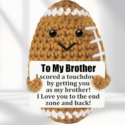 Romantic Hanging Handmade Football Brother Gifts from Sister Men Friends Coworker Brother Lover Crochet Decor for Adult Birthday Graduation Christmas