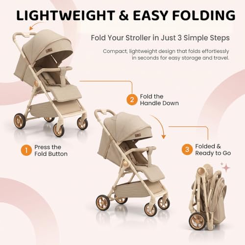 Image of StarAndDaisy Baby Stroller for Boy & Girl 0 to 3 Years | Foldable Baby Stroller |Pram with Reversible Handle, Multi-Recline Seat, 5-Point Safety Harness & Storage Basket