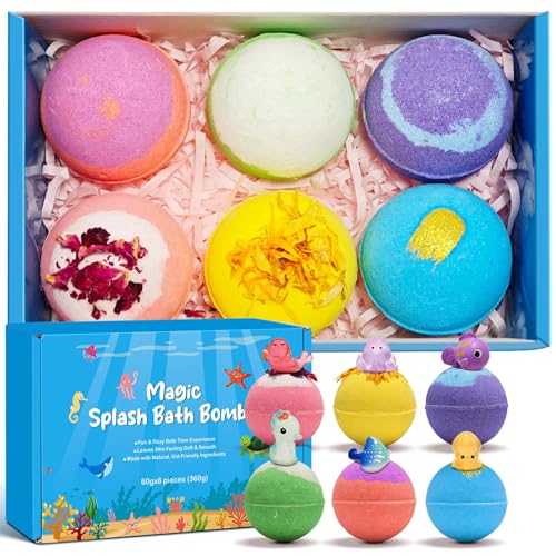Bath Bombs for Kids 6 Packs Kids Bubble Bath Bombs for Kids Ages Bubble Bath Kids Nontoxic | Fizzes Fun Science Toddler Bath Color Tablets Gift for Boys and Girls