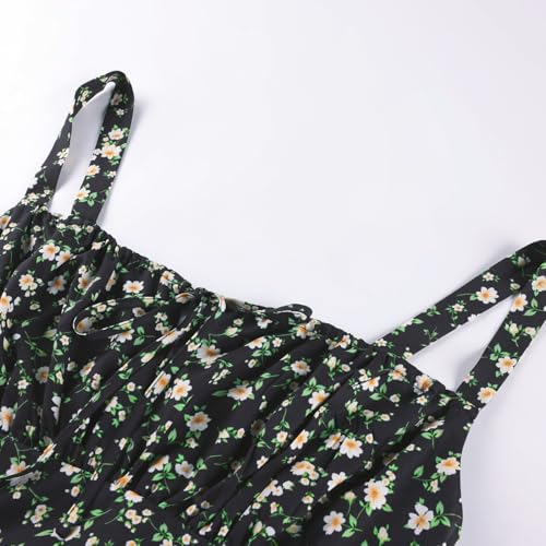Image of Scarlet Darkness Floral Mini Corset Dress for Women Teen 2026 Summer Spring Flowy A-Line Sundress with Pockets