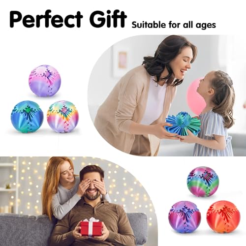 Image of Gear Ball 3D Printed Cube Fidget Toy,Gear Sphere Fidget Toys,Sensory Toys for Stress and Anxiety Relief, Desk Toy Fidget Spinners,Stocking Stuffers for Adults & Kids (Multicolor Set-6pcs, 2.3 Inch)