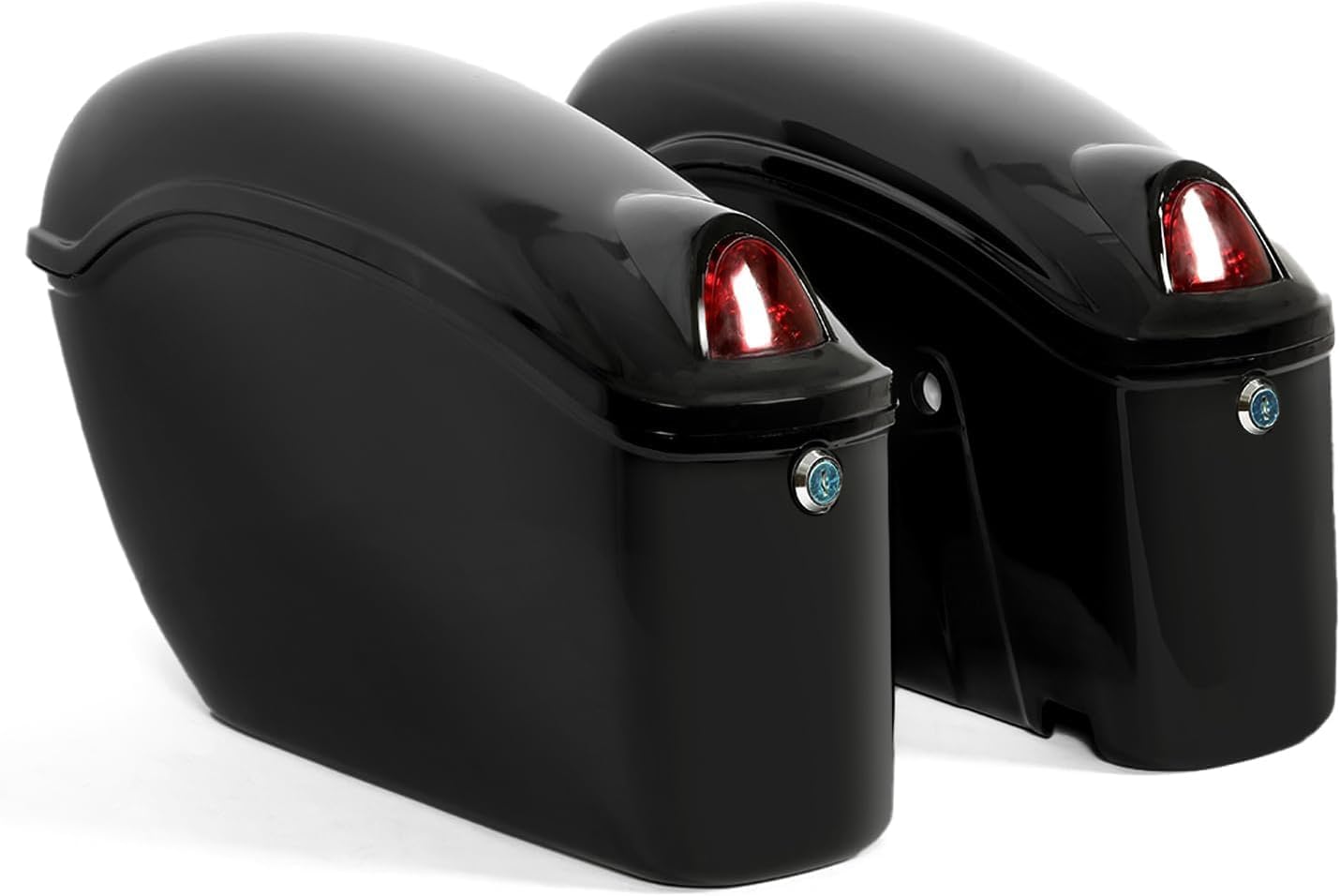 FY Black Hard Saddle Bag Trunk Luggage w/Lights for Honda Motorcycle Cruiser