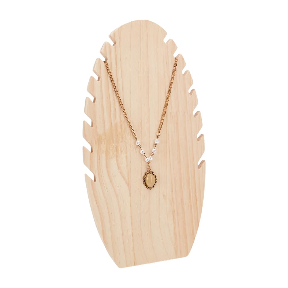 NBEADS Wood Necklace Display, Pendant Chain Display Necklace Easel Stand Jewelry Display for Selling and Shows 12.4x6.8×3.7inch, Blanched Almond