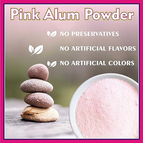 Image of Pink Alum Stone Powder Natural Astringent for Skin Purification, Sore Throat Treatment, After Shave Care, Deodorant, and Teeth Whitening - 100g