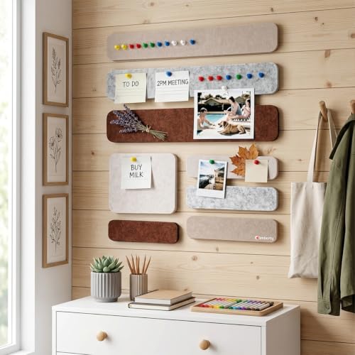 Image of Climberty Modular Cork Board Alternative Felt Strip Board-Customizable Pin Board Set with Multi-Size Strips&20Push Pins, Adhesive Install for Wall Organization & Home Office Decor