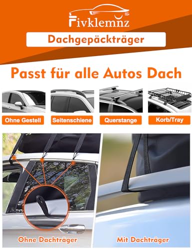 FIVKLEMNZ Dachbox Auto, Dachgepäckträger Tasche, Wasserdicht für alle Fahrzeugdächer mit/ohne...