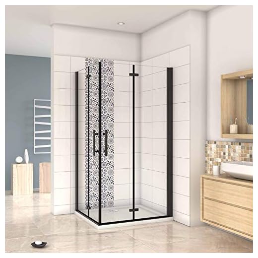 Mampara ducha Cabina de ducha 4 puertas plegables con perfil negro mate,estilo industrial, 5 mm cristal templado, Easyclean 70x70x190cm