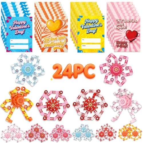 YIZER 24PCS Fidget Spinners,Funny Sensory Fidget Toys with Valentines Card