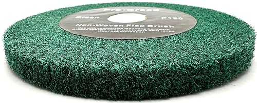 Image of 6 inch x 1 /2 inch Green 180 Grit Non-Woven Bench Grinder Polishing Burnishing Satin Finishing Flap Brush Wheel for Aluminum Copper Metal Golf Club Refurbishing, Compatible for 1 /2 inch, 5 /8 inch, 3 /4 inch Arbor