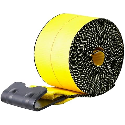 SECULOK 4" x 30' Winch Straps for Flatbed Trailer with Flat Hooks | Yellow Heavy Duty Tie Down Strap w/Flat Hooks | 5,400 Lbs WLL Cargo Control Accessories for Gooseneck Trailers & Tow Trucks, 1 Pack Cover