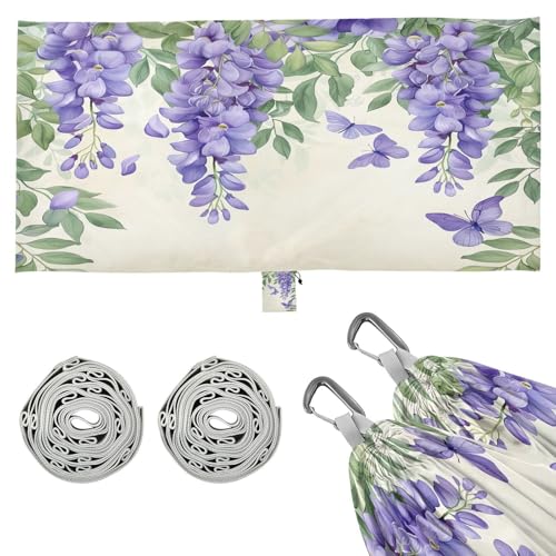 Kigai Flower Butterfly Camping Hammock Durable & Portable Travel Hammock Holds 330lbs with Tree Strapsm, Pocket, Camping Accessories