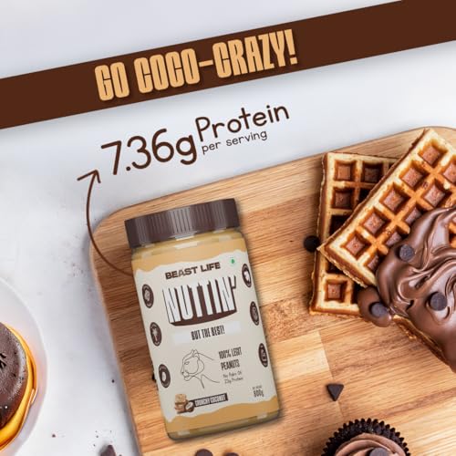 Image of BeastLife Crunchy Coconut Peanut Butter | 24.5 G Protein | 800 gm | 100% Peanuts, High Protein | Zero Palm Oil | Non‑GMO Nut Butter | Fitness-Friendly Spread | Zero Cholesterol