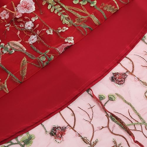 Women's 3D Embroidered Double-Layered Mesh Midi Skirt High Waist Pleated Skirt Midi Swing Skirt A-Line Vintage Skirts2