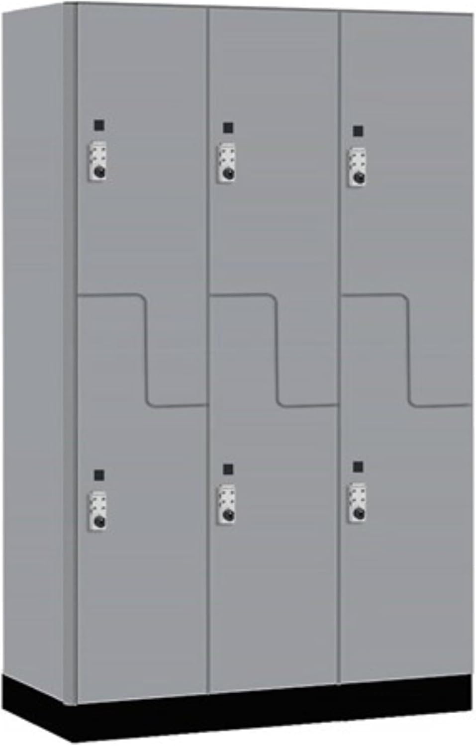 Salsbury Industries 15" Wide Premier Wood Locker-Double Tier 'S' Style-3 Wide-6 Feet High-24 Deep-Winter Fog-Silver Resettable Combination Locks
