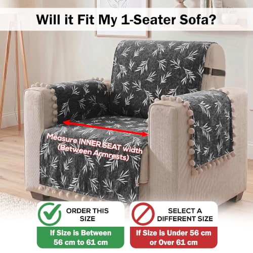 Image of Story@Home Chenille Sofa Mat with Back Cover (152x61Cm) & Arm Rest Covers | Anti Slip Single Sofa Cover for 1 /2 /3 Seater & L Shape Sofa Cover Measure Your Sofa & Create Your Own Set - Slate & Snow