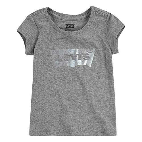 Levi's Girls' Little Embellished Batwing T-Shirt, Grey/Stars, 6