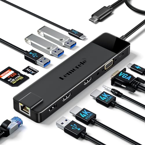Lemorele Docking Station USB C con 2 HDMI 4K e Ethernet
