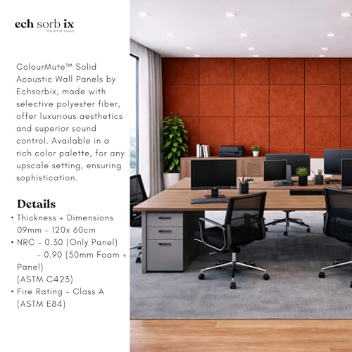 Image of MMT Acoustix Premium Felt Acoustic Panels for Offices, Bedrooms & Studios Sustainable PET Felt Panels for Echo Reduction & Sound Absorption 4x2 Ft, 9mm Thick Rust - Pack of 4