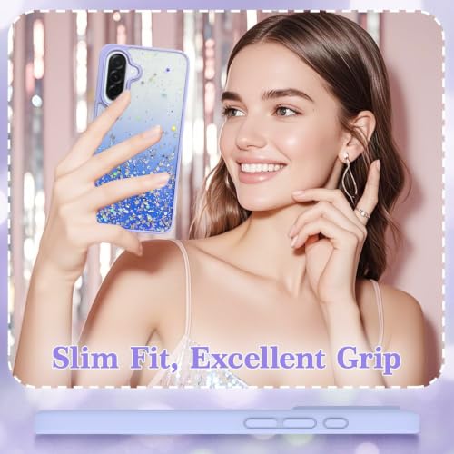 Image of VONZEE Case Compatible with Samsung Galaxy A36 5G, Non Moving Glitter Shockproof Case for Girls & Women Soft TPU Shockproof Anti Scratch Drop Protection Cover (Purple)