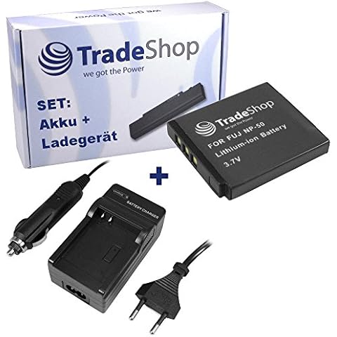 ANGEBOT IM SET: Hochleistungs Kamera Li-Ion Akku + Akku Ladegerät mit KFZ Adapter für Fujifilm FinePix F750-EXR F770-EXR F850-EXR F900-EXR X20 XF1 XP200, Pentax Q Q7 Q10 Q-S1 Optio VS20, Medion Life P44034 Cover