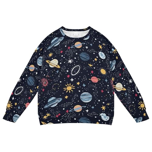 JUNZAN Cartoon Starry Sky Cosmic Planets Kids Girls Hooded Sweatshirt Crewneck Sweatshirts for Boys Party 4T