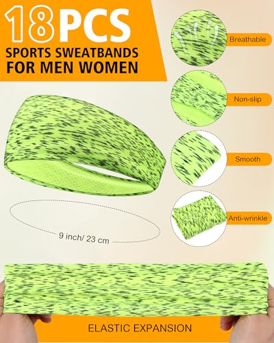 Image of Vinsot 18 Pcs Sweatbands for Youth Kids, Sports Headbands Boys Girls Breathable Athletic Sweatbands Elastic Wicking Hairband Mesh for Baseball Basketball Yoga Football Running(Camo,Vigorous)