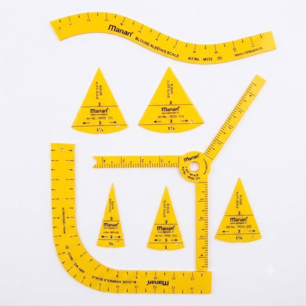 S S Mart Set of 8 Blouse Scale (Mannan) || Useful to Design armhole curve,Sleeve curve, 3 Dart measuremt easily || Used in Fashion Designing, tailoring etc-image-44