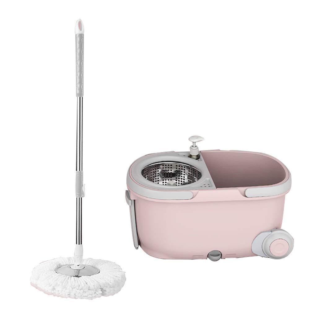 Bonne Absorption d'eau Ensemble de Nettoyage de vadrouille et de Seau Tête de ménage réglable à Double Usage Sec et Humide * 3 Maison (Couleur: Rose)