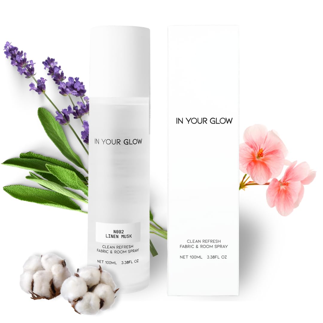 In Your Glow – N002 LINEN MUSK – Long-Lasting Clean Fabric &amp; Room Mist Spray 100ml | Unisex Luxury Fragrance Spray &amp; Odor Eliminator