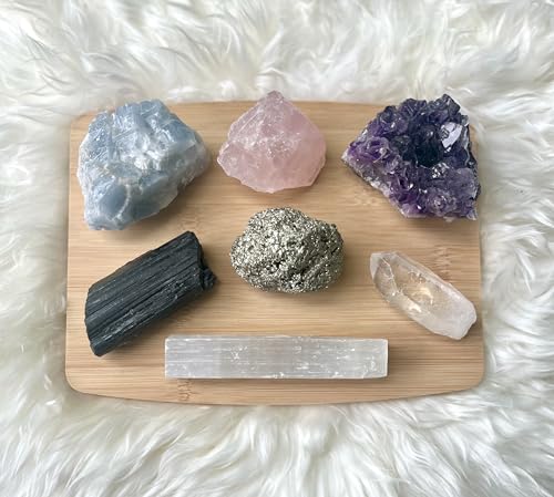 CRYSTALYA Premium Raw Crystals and Healing Stones in Wooden Gift Box Set + 50pg EBOOK + Info Guide – 7pcs Large 2-2.5” Natural Raw Crystals, Collection, Yoga, Reiki, Made in U.S.A - Image 3