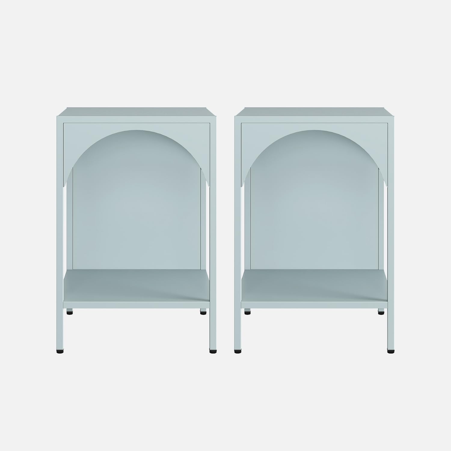 sweeek - Lot de 2 Tables de Chevet. Tables d'appoint en métal Style Industriel. Bleu Clair. L 35 x l 35 x H 52cm