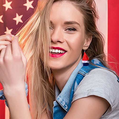 Poptopping Red White Blue Tassel Dangle Earrings Independence Day Earrings For Women Patriotic Earrings 4Th Of July Earrings For Teen Girls #TOP6