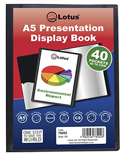 Lotus A5 Black Presentation Display Book - 10 Pocket Folder