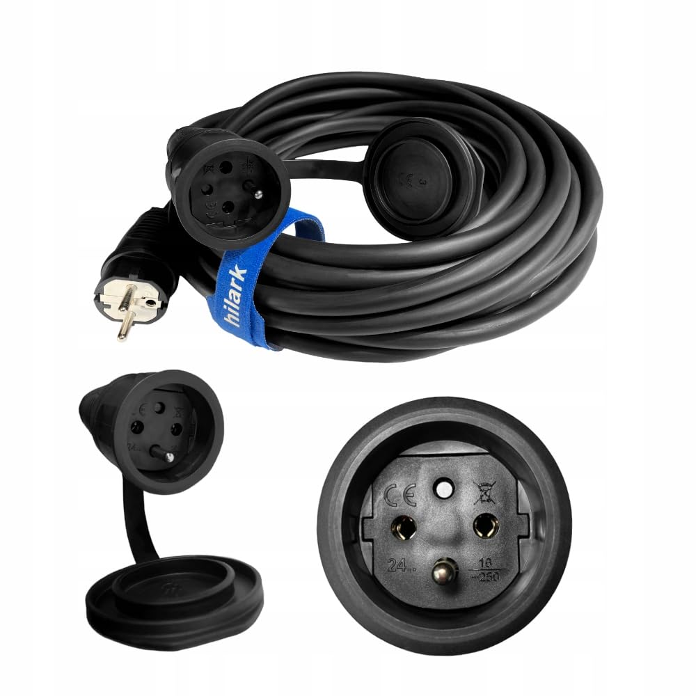 Hilark Cable Tech Rallonge en Caoutchouc de Chantier H07RN-F 3G1,5 30m