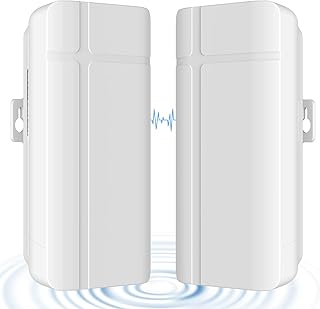 Point to Point Wireless Bridge Outdoor, Adalov 5.8G WiFi Bridge, Long Range Up to 2KM with 12DBi High Gain Antenna, LAN Ethernet Port, IP65 Waterproof POE Power Adapter, 2-Pack