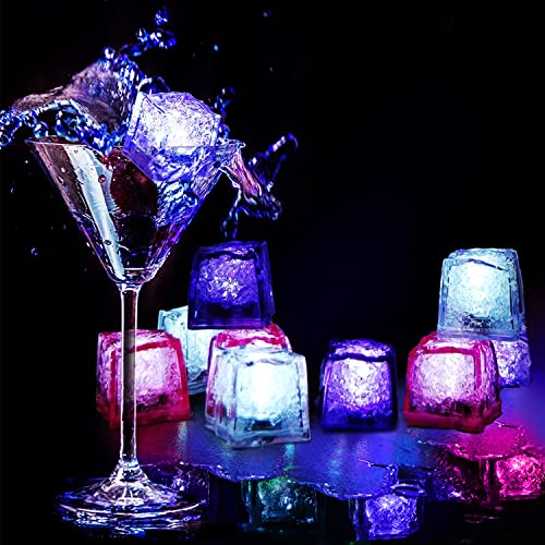 Maylai 24PCS Waterproof LED Light Up Ice Cubes for Drinks That Change Colors Flashing Glow in The Dark for Bar Club Drinking Party Wine Wedding Swimming Pool Decoration