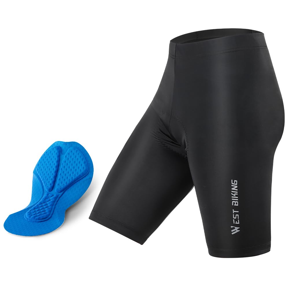 Eacam Padded Bike Shorts - Men&Women Cycling Compression Shorts, Breathable, Absorbent, Shockproof Padding, Anti-Slip Legs, High Rise, Black, XL