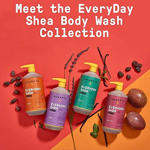 Image of Alaffia Everyday Shea Body Wash, Naturally Helps Moisturize and Cleanse Without Stripping Natural Oils with Fair Trade Shea Butter, Neem, and Coconut Oil Vanilla Mint 32 fl oz - 4 Pack