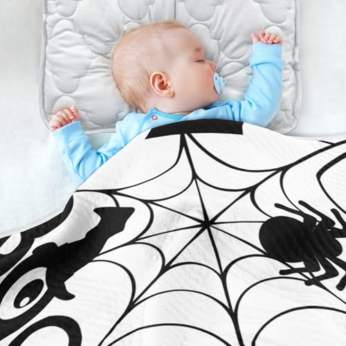Ollabaky G383908818P749C793S1730 Boo Spider Web Monster Halloween Unisex Baby Blanket Boys Girls Cotton Throw Blanket Swaddle Blanket thumb #3