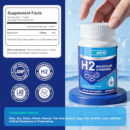 Natprime Hydrogen Water Tablets - 12 PPM Hydrogen Tablets with Magnesium, Molecular Hydrogen Supplement for Drinking Water, Mental Clarity, Cognitive Function & Energy - 90 Counts - Image 3