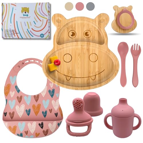 HappyDoo | Baby Geschirrset | 9 Stücke | Bambus Teller Baby | Baby...