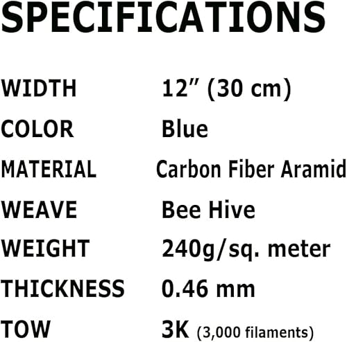 Miniatura 3 de KARBXON - 12 pulgadas - Tejido de colmena - Tela de aramida de fibra de carbono - Azul - 3K - 8.47 ozmetro - Tejido de colmena - Tela de tela de