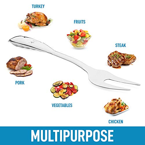Zulay 14 Inch Carving Fork For Meat - Stainless Steel Meat Fork Carving With Comfortable Handle - One Piece Serving Fork Utensil For Chicken, Steak, Turkey, And More #TOP4