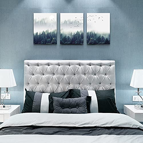 Mhartk66 3 Piece Canvas Wall Art For Living Room Wall Decorations For Bedroom Office Wall Decor Foggy Forest Trees Landscape Painting Stretched And Framed Ready To Hang Pictures Home Decor 12"X16"X3 Panels thumb #6