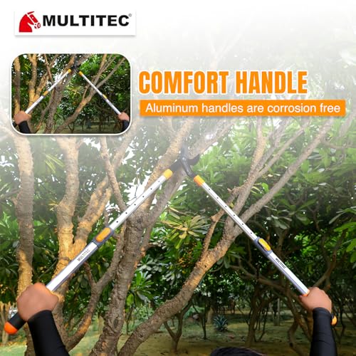 Image of MULTITEC BPL37XG Telescopic Bypass Lopper | 37-Inch Heavy Duty Branch Cutter for Green Wood | Power Gear Tree Pruner with Extendable Aluminium Handles & Shock-Absorbing Grip | Carbon Steel Blade