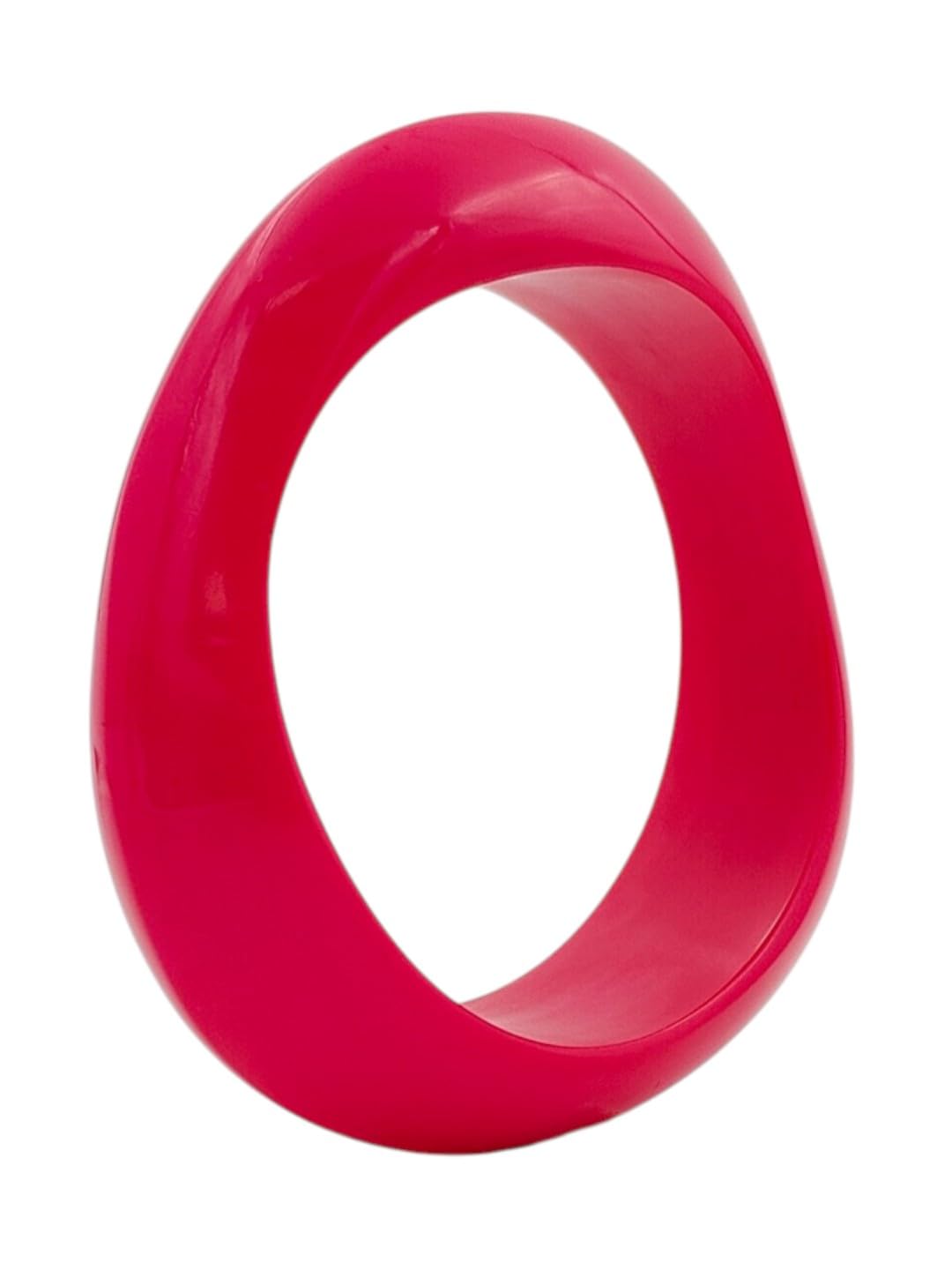 Adiva Solid Rose Pink Glossy Acrylic Statement Bangle for Women & Girls | Western Style Fashion Bangle Bracelet | Lightweight Designer Jewellery, Party & Casual