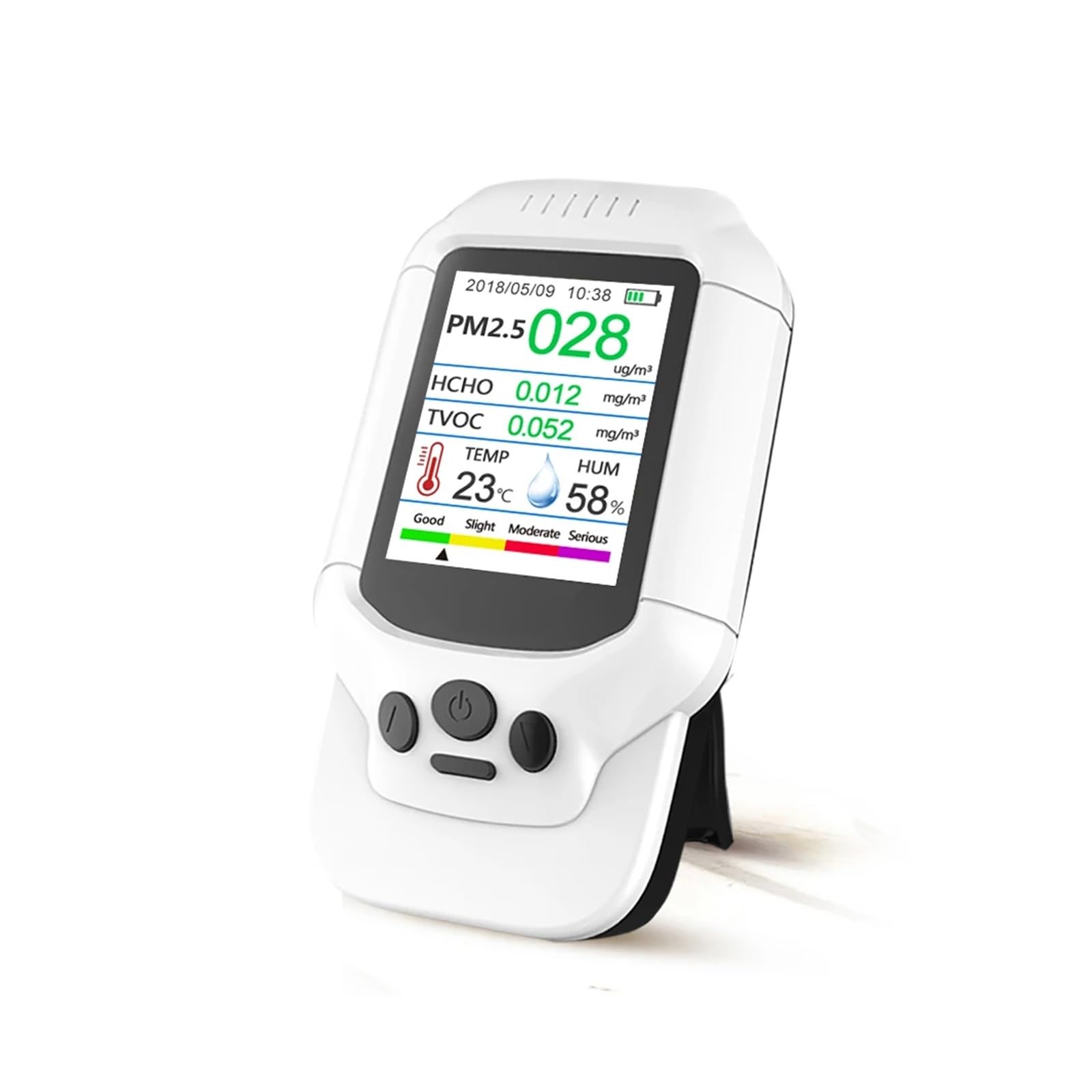 Rilevatore portatile PM2.5 8 in 1, monitor della qualità aria, analizzatore di gas formaldeide (HCHO), temperatura e umidità Con ampia gamma di test(White)