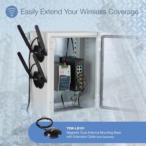 Image of TRENDnet Industrial AC1200 Wireless Gigabit PoE+ Router, TI-WP100, IP30 Housing, Dual-WAN, Dual-Band WiFi, VPN, Inter-VLAN Routing