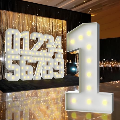 3FT Marquee Light Up Number,Marquee Numbers 3 Feet Tall, Large Led Sign for Baby Shower,Party,Birthday Decorations,Graduation,Prom(Number 1)